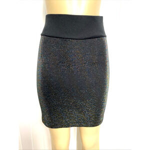 See by Chloe Mini Skirt Black Metallic Shimmer Knit Wool Blend High Waist 4 S